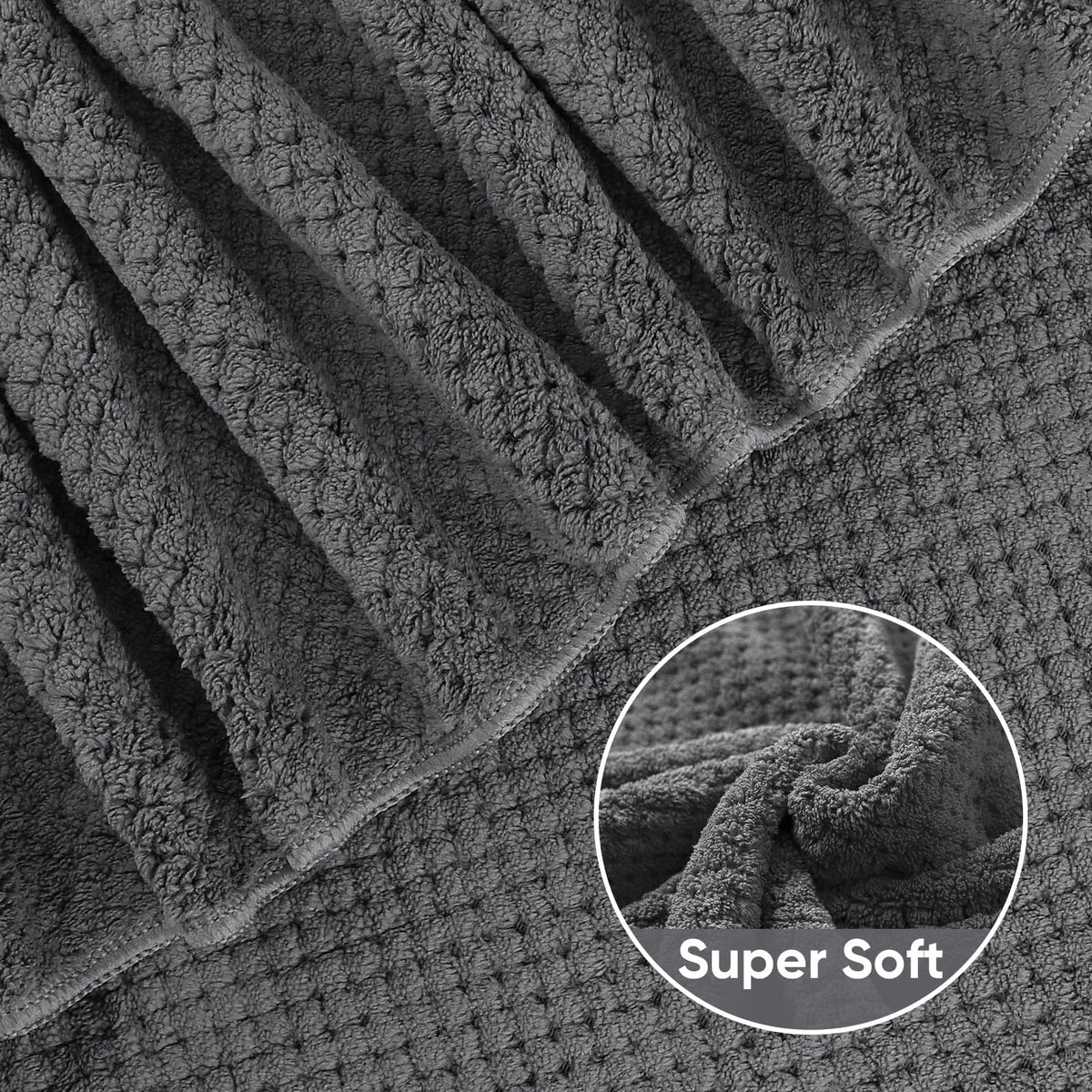 HOMEXCEL microfiber soft-touch towel resting on a bathroom rack.
