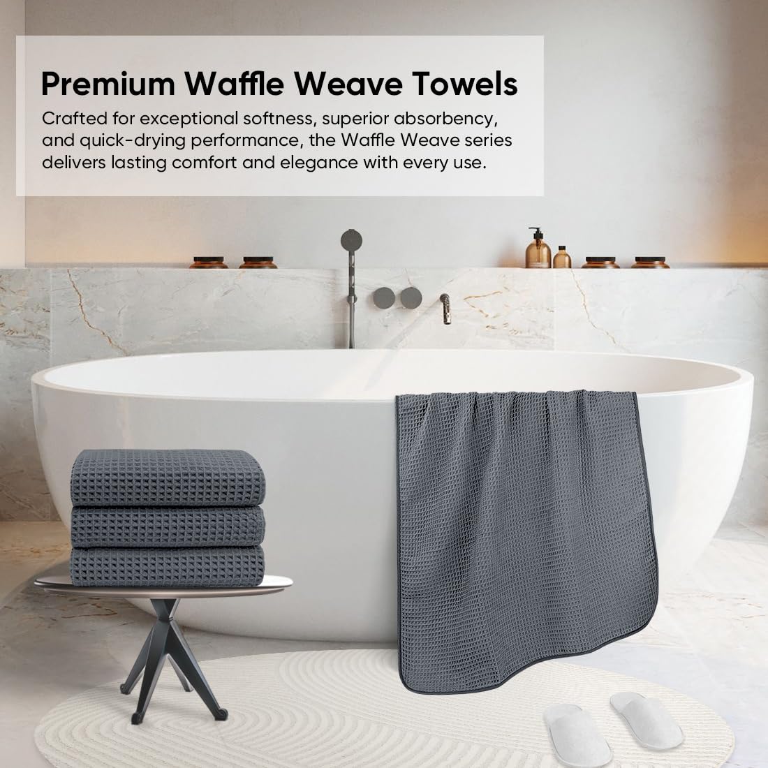 HOMEXCEL waffle towel set breathable fabric for a fresh feel.