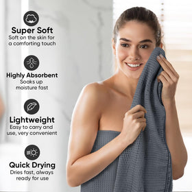 HOMEXCEL waffle towel set lint-free for clean, residue-free drying.