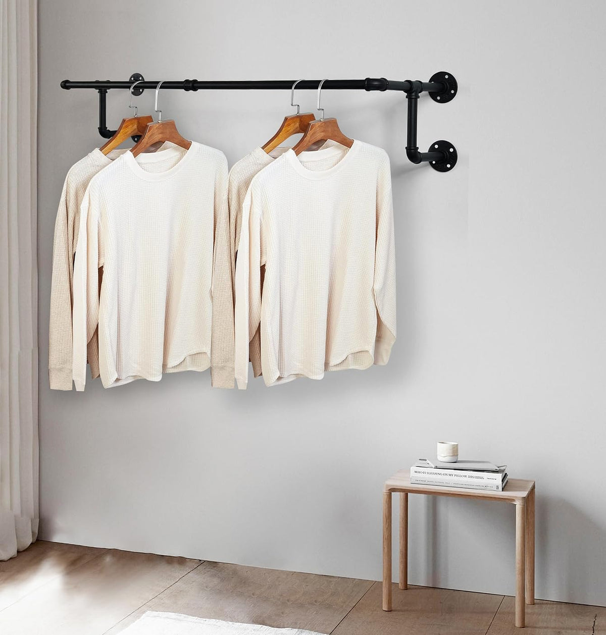 Homeyeeng rustproof iron pipe rack with protective coating for lasting appeal.