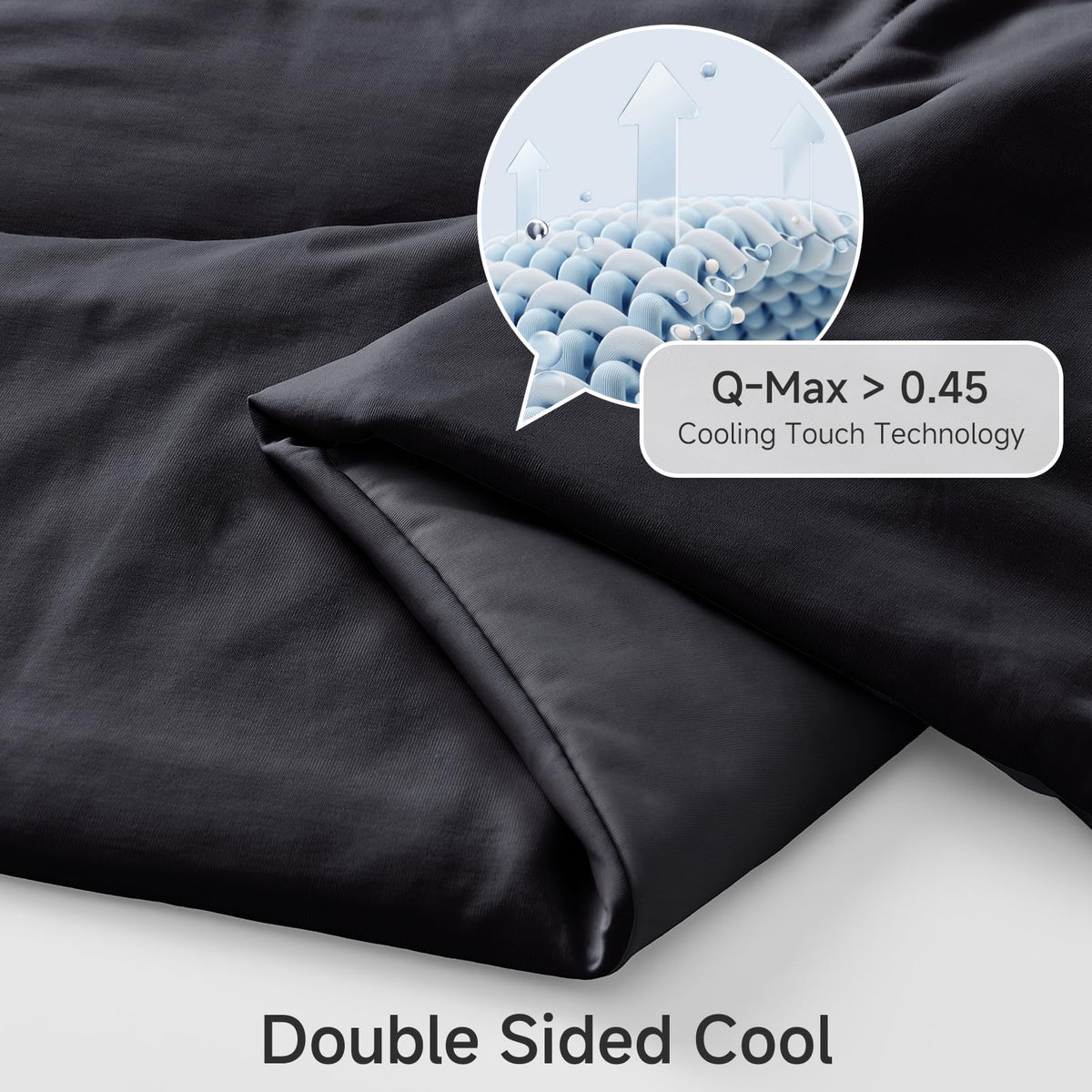 HOMFINE cooling blanket breathable polyester fill enhances airflow for comfortable sleep.