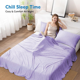 HOMFINE cooling blanket folded compactly in purple for easy storage