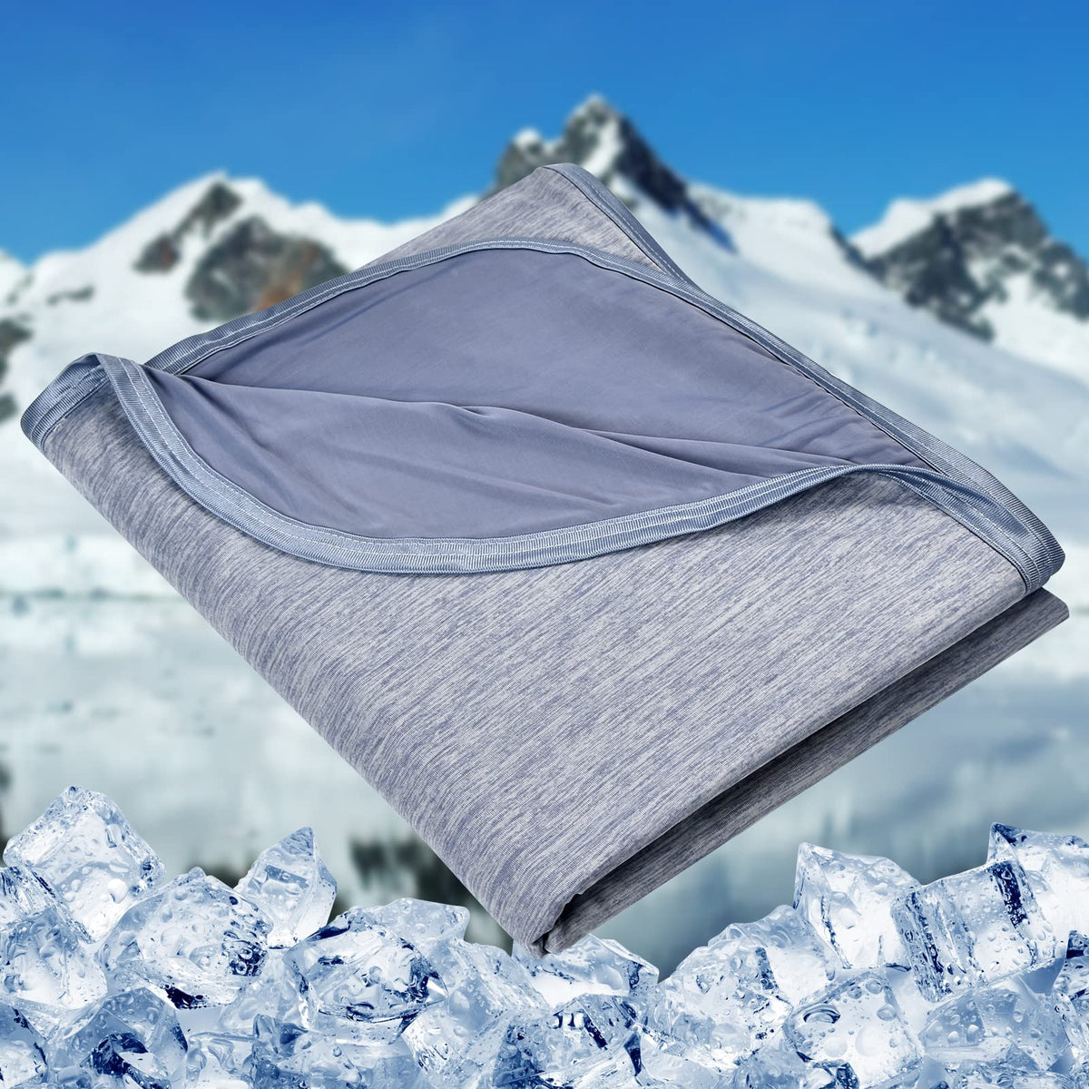 HOMFINE cooling blanket front view shows dual-sided cooling for hot sleepers