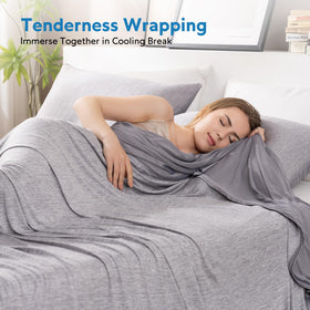 HOMFINE cooling blanket on couch provides instant cool touch