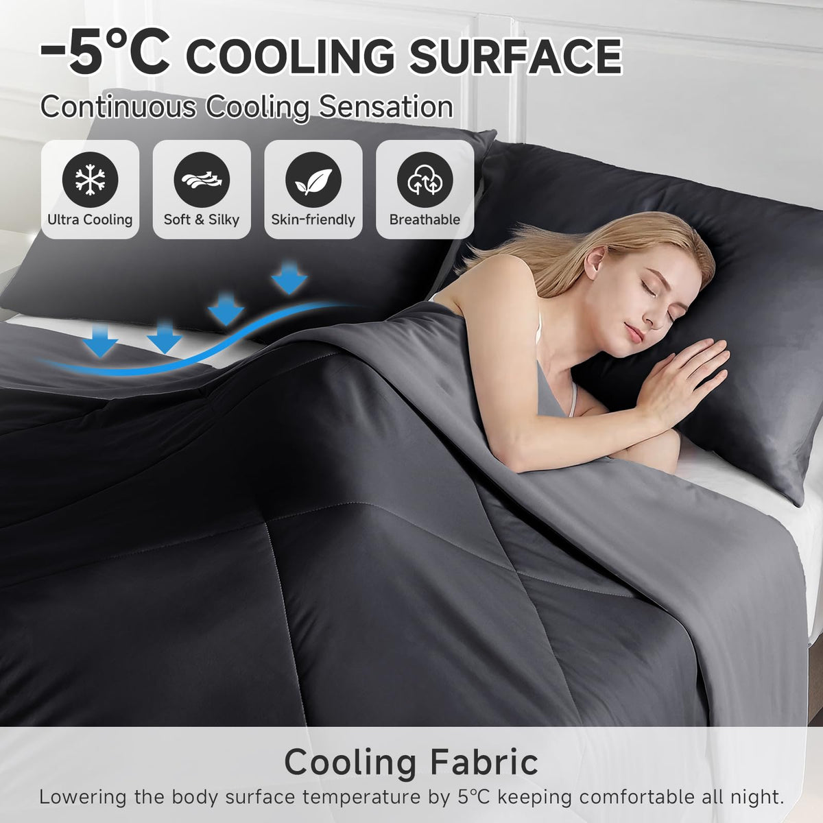 HOMFINE cooling blanket qmax-0-45 highlights quick heat absorption for hot sleepers