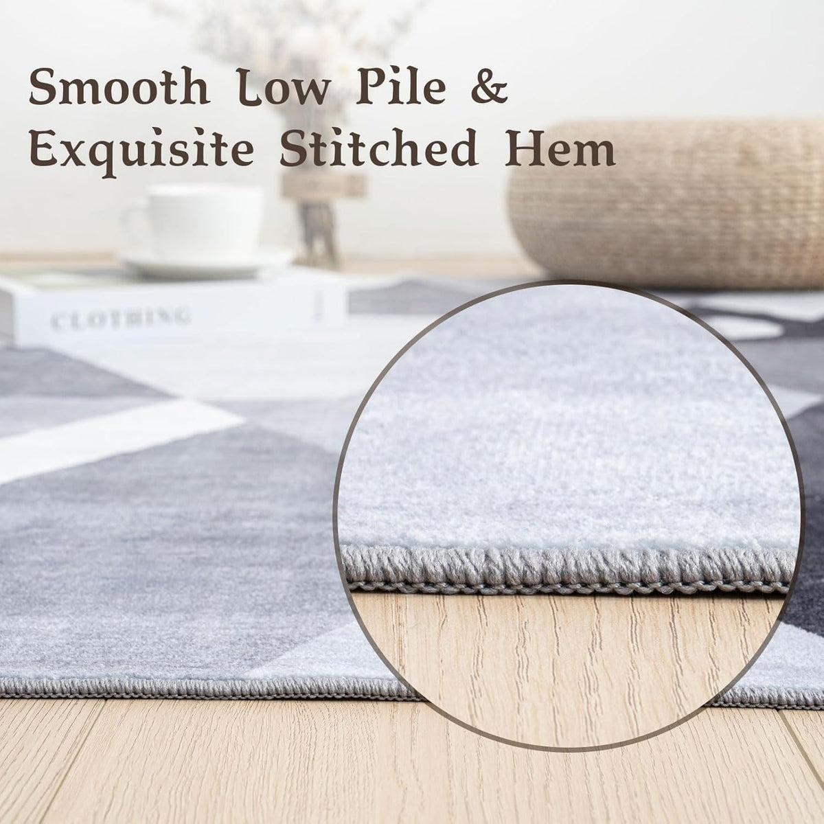 HOMFINE machine washable rug simplifies stain removal and daily care.