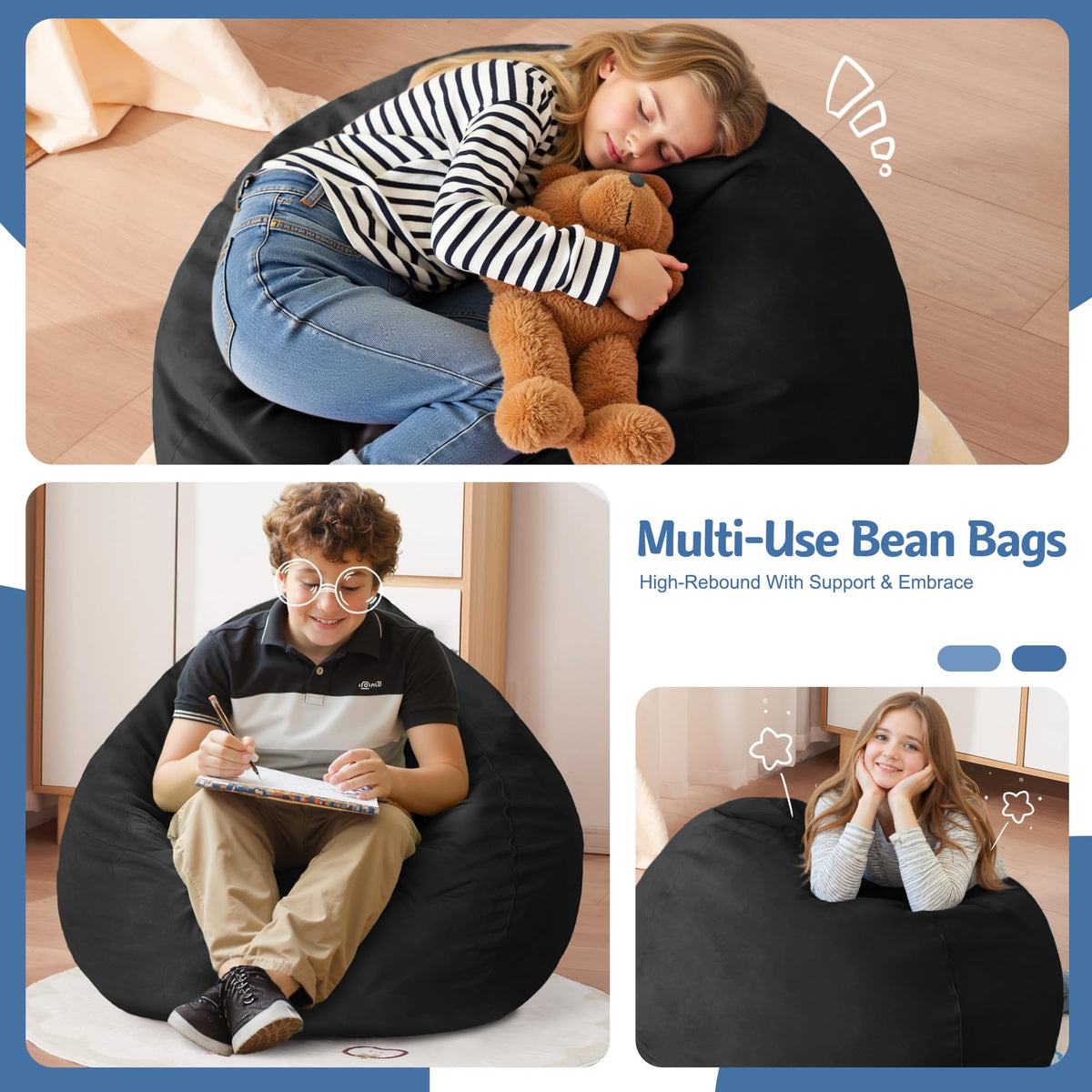 Hidden zipper on Homguava bean bag chair preserves sleek look