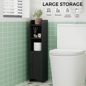 Toilet brush compartment within the Homhedy corner cabinet kept neatly out of sight