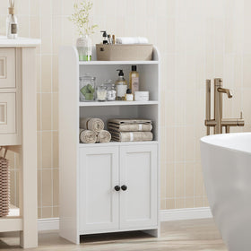 Homhedy bathroom cabinet with two doors provides organized shelves for essentials