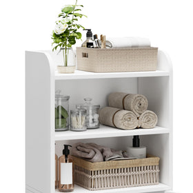 Homhedy bottom cabinet hides spare toilet paper for a tidy look