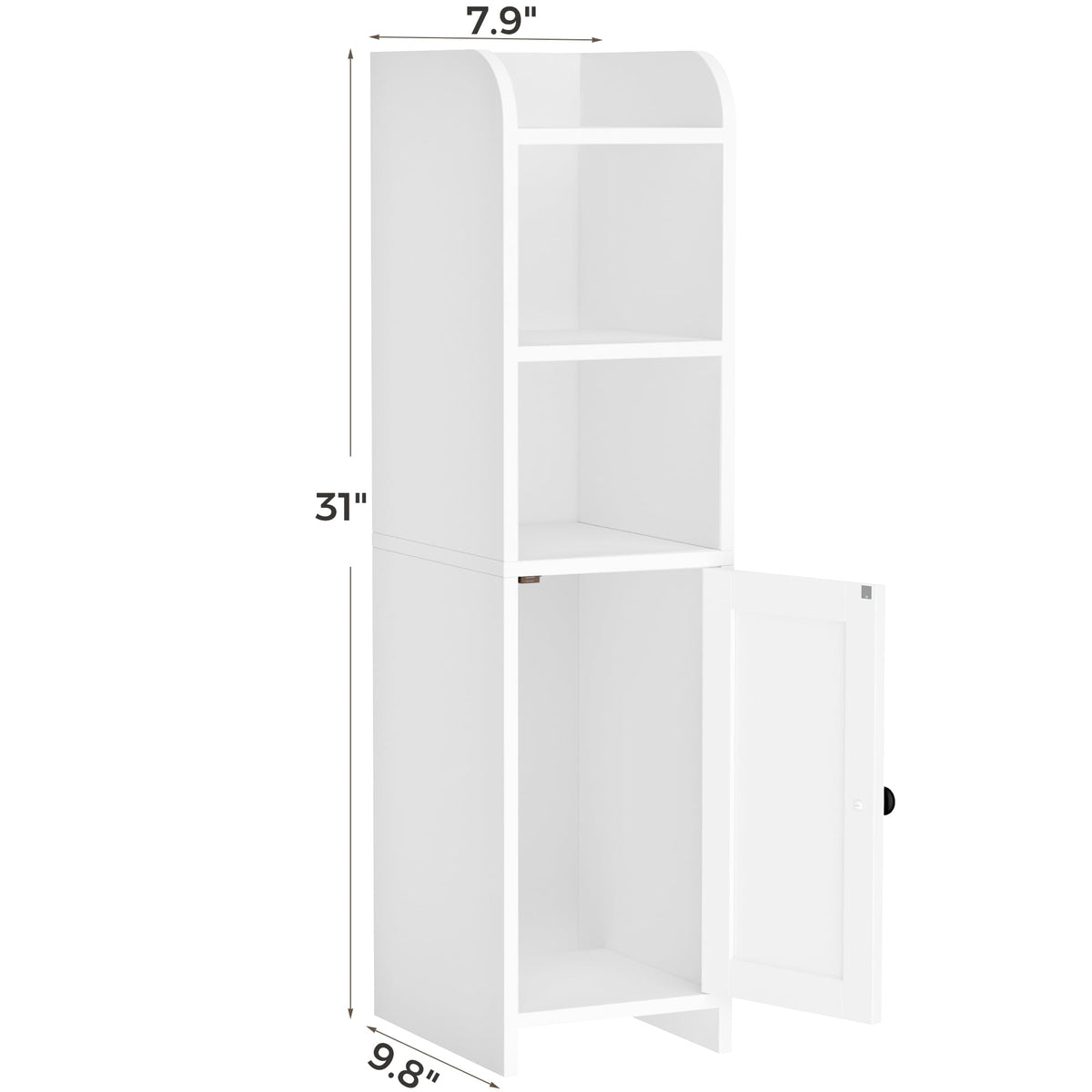 Homhedy corner cabinet door open shows organized storage for toiletries.