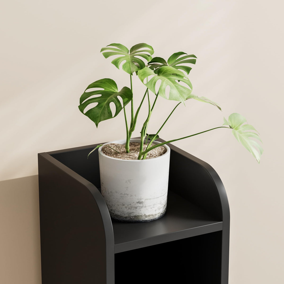 Homhedy corner cabinet installed beside a toilet in a compact bathroom
