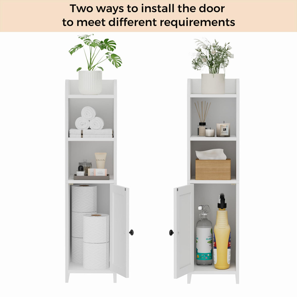 Homhedy corner cabinet shelves demonstrate versatile storage for bath essentials.