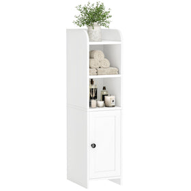Homhedy corner cabinet side view highlights slim footprint for tight spaces.