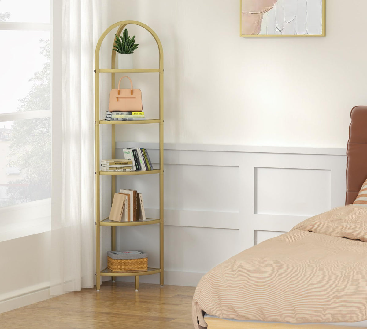 Homhedy easy-assembly shelving unit for quick setup.