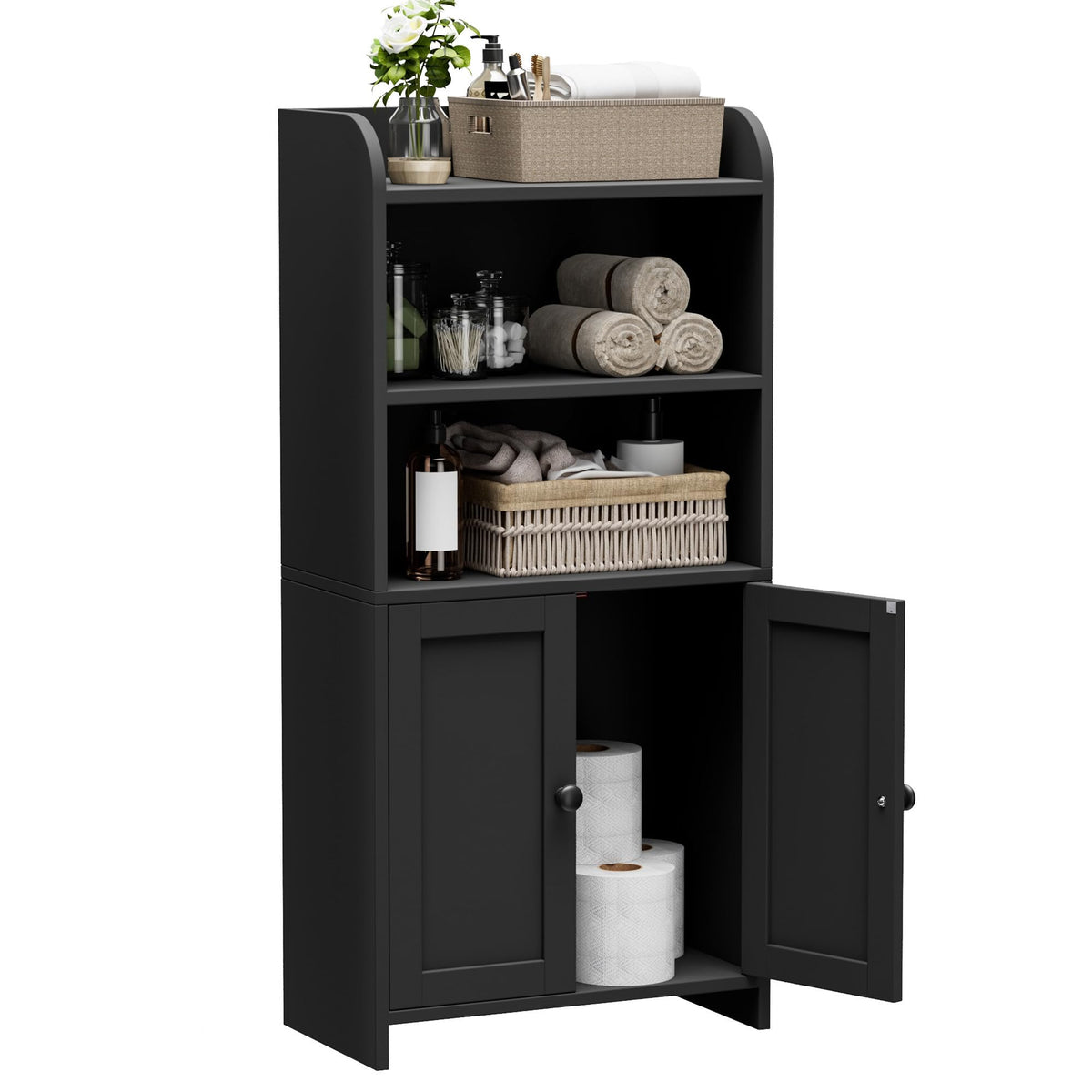 Homhedy cabinet assembled reveals sturdy construction.