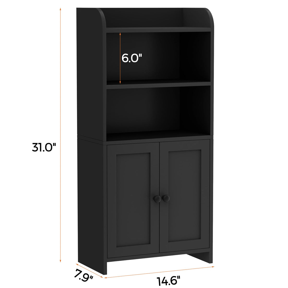 Homhedy cabinet top compartment for decor or phone storage.