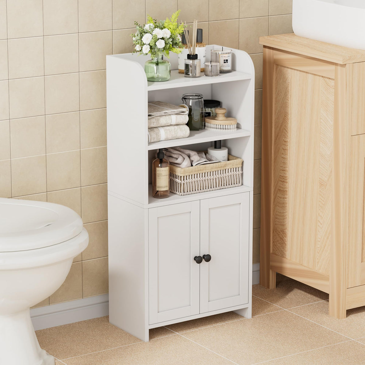 Homhedy small bathroom storage cabinet in compact form fits tight spaces