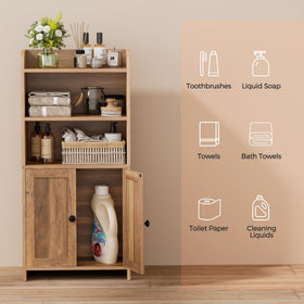 Homhedy small bathroom storage cabinet doors with magnetic closure for easy access
