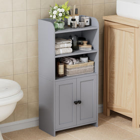 Homhedy small bathroom cabinet with front doors for organized bathroom storage.
