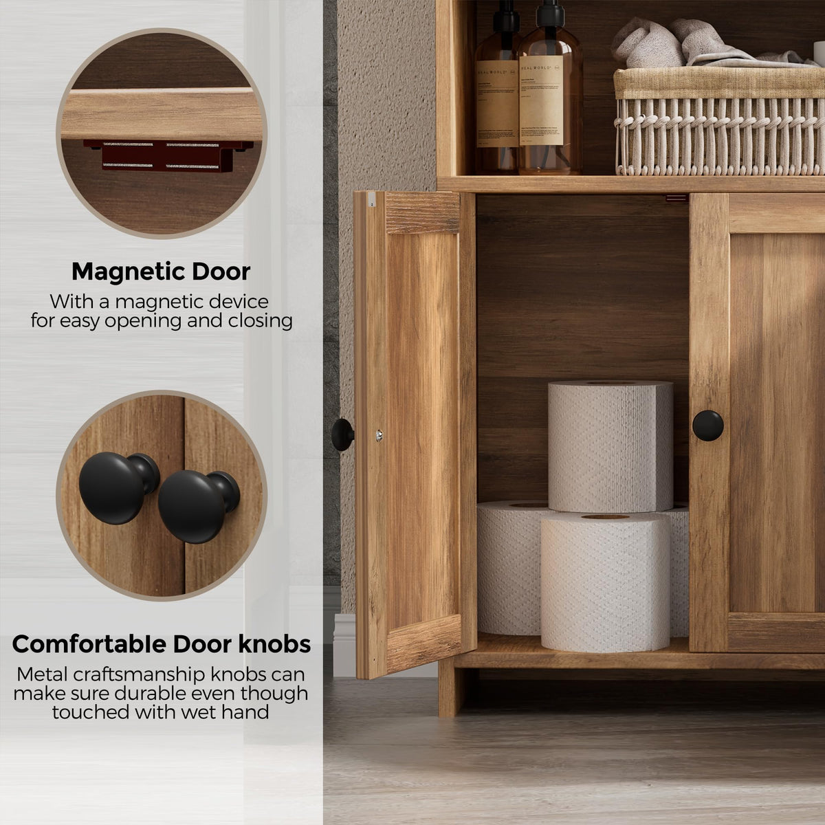 Homhedy small bathroom storage cabinet middle shelf for toiletries