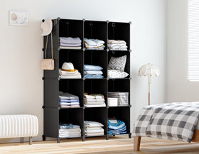 HOMIDEC 12-cube storage with a sturdy metal frame offers reliable stability.