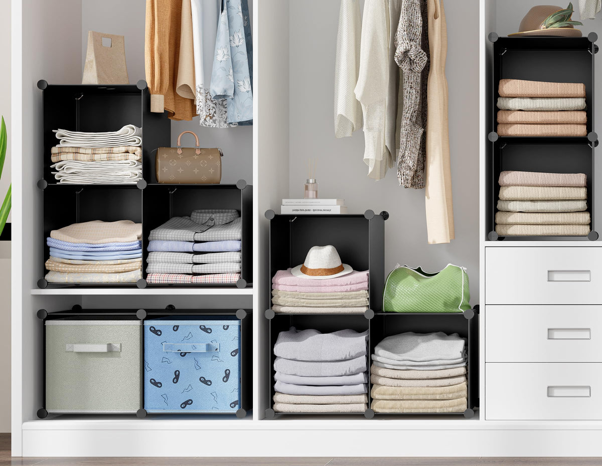 Closet corner upgraded with HOMIDEC storage cubes