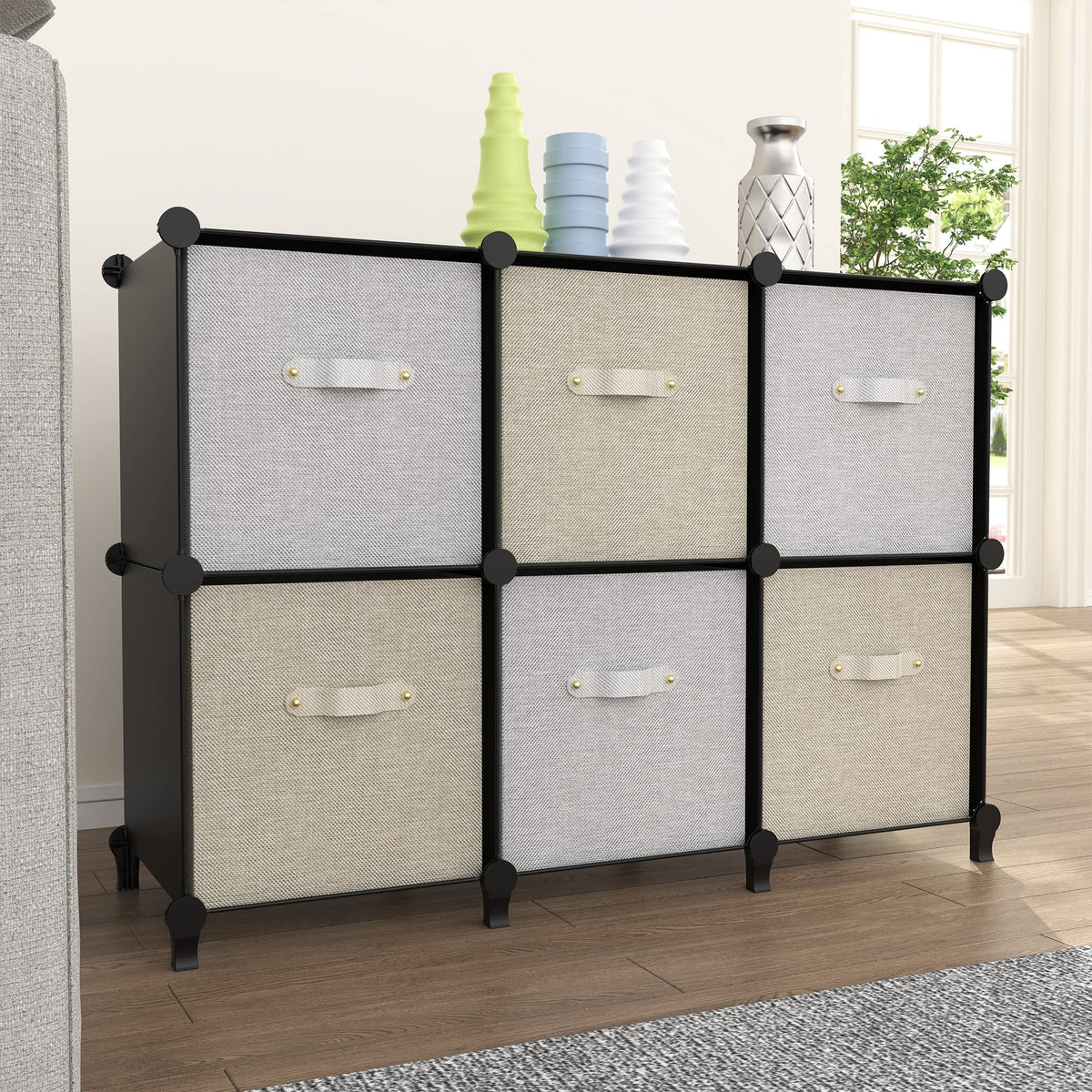 HOMIDEC 6-Cube Organizer metal frame detail shows sturdy construction