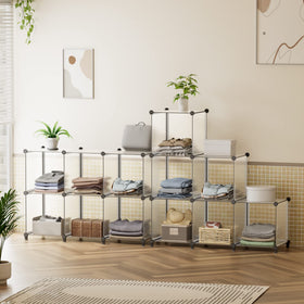 HOMIDEC 6-Cube storage with fabric bins keeps closets organized and accessible.