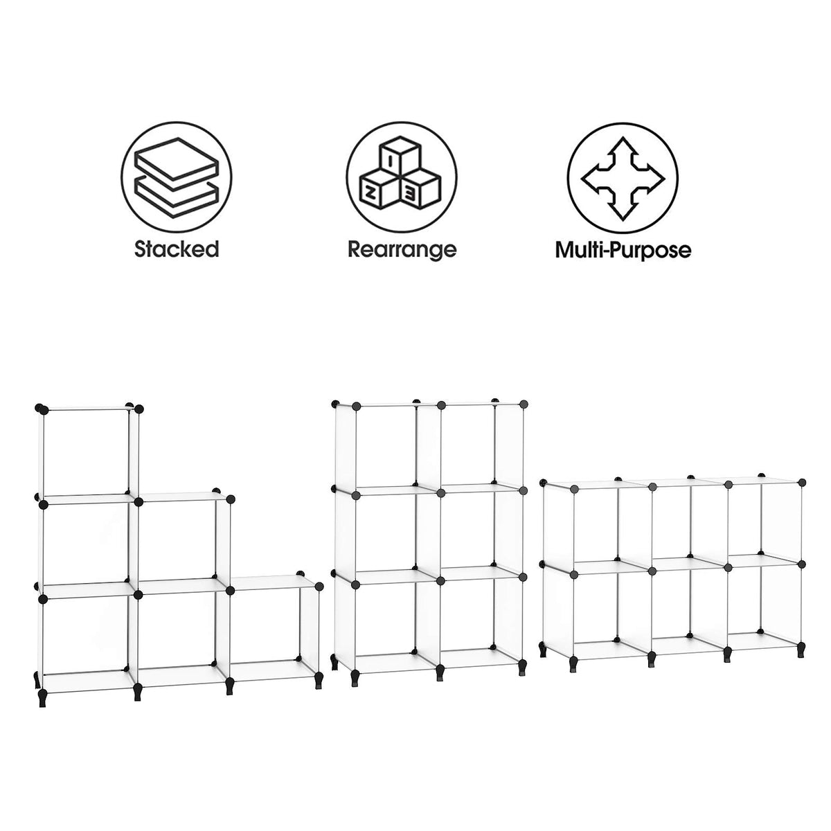 HOMIDEC 6-Cube storage demonstrates modular arrangement to maximize corner space.