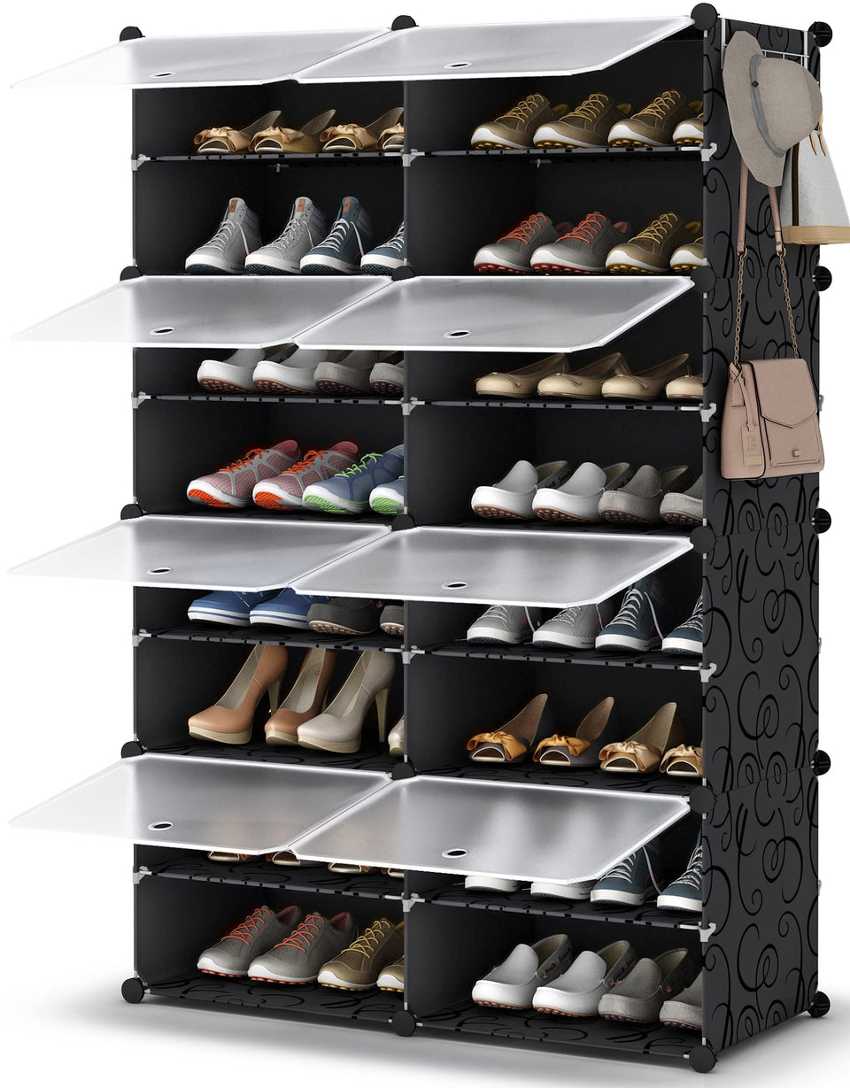 HOMIDEC 8-tier shoe rack assembly view showing quick setup and organized entryway storage.