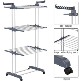 Homidec rack provides 24 drying poles for versatile drying.