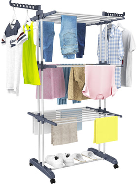 Homidec clothes drying rack 4-tier structure ready for large laundry loads.