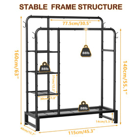 HOMIDEC double rods rack 4-tier storage shelves in use