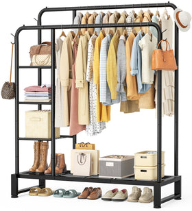 HOMIDEC double rods rack front view with ample space for clothes