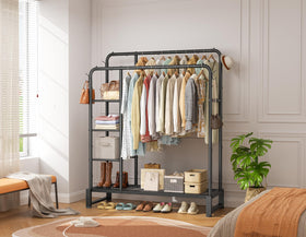 HOMIDEC double rods rack side view highlighting extra storage