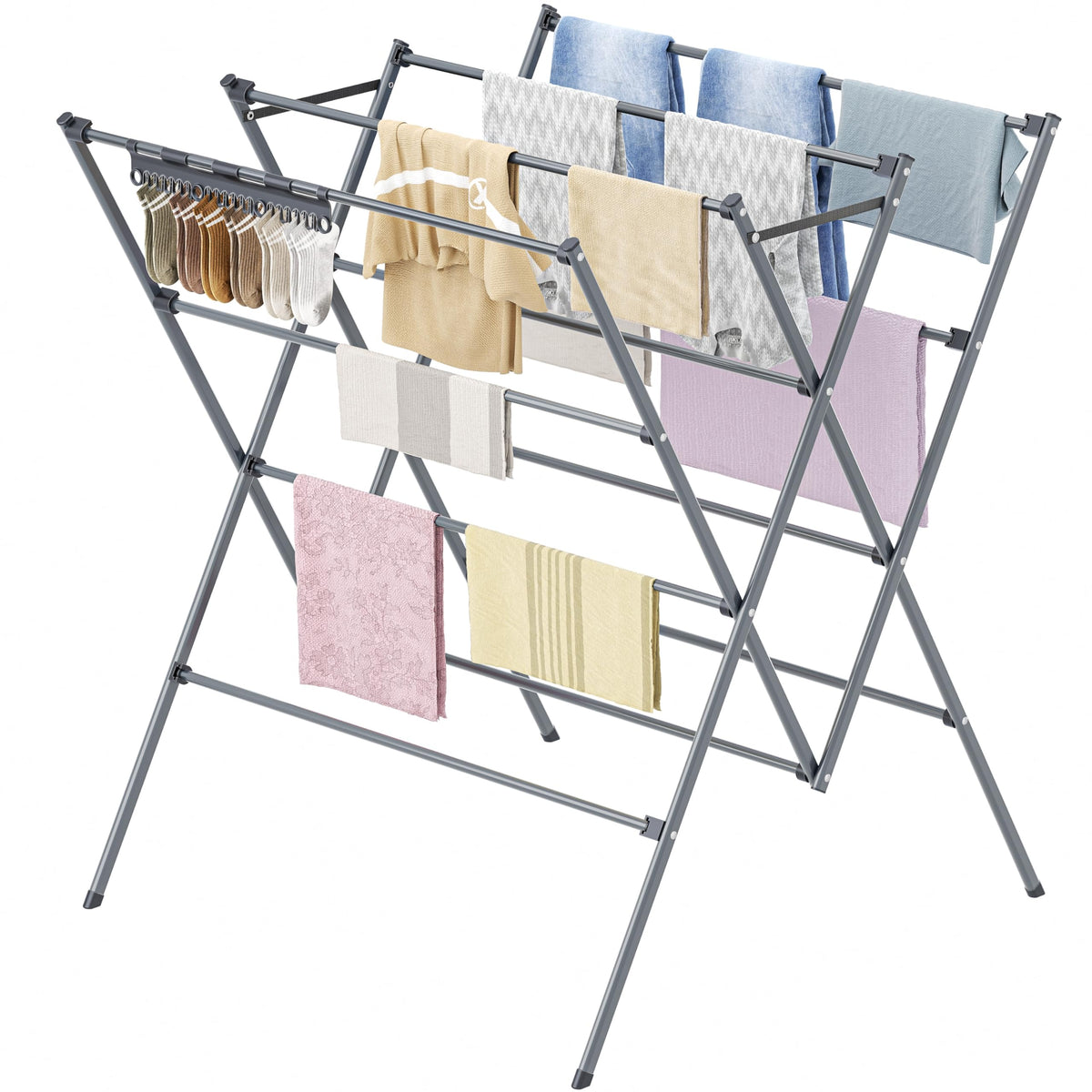 HOMIDEC 12-rods drying rack offers spacious air-drying for daily laundry.