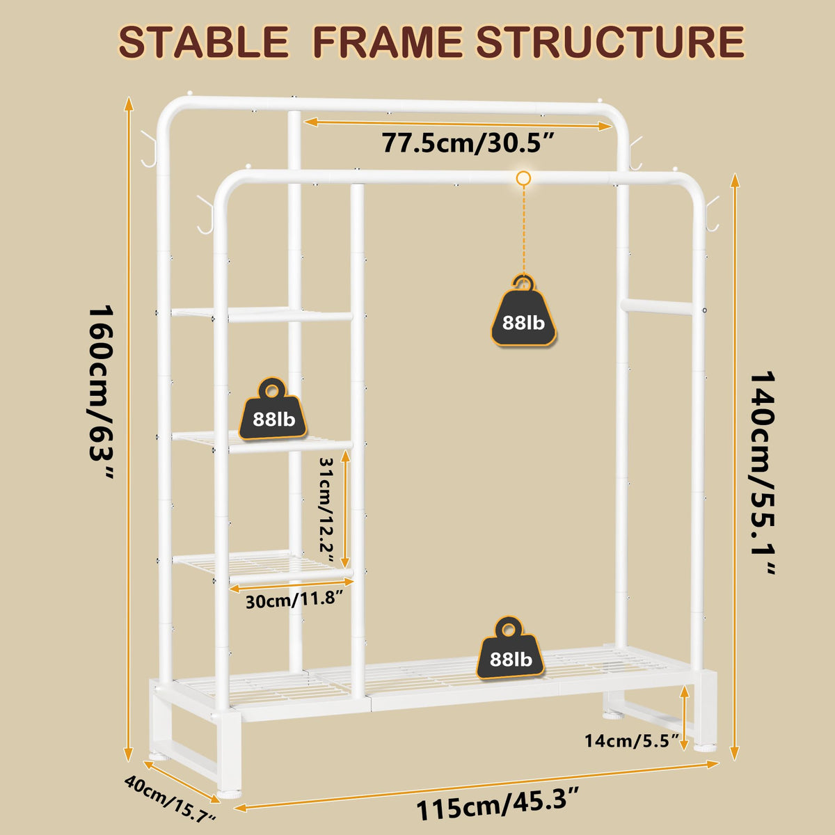 HOMIDEC four-tier storage shelves keep folded items neatly accessible