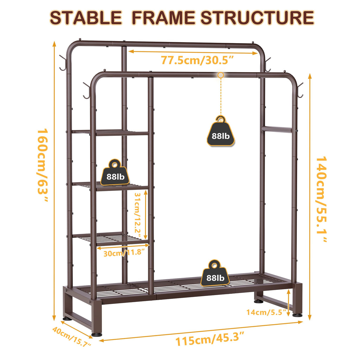HOMIDEC Heavy-duty steel frame supports substantial weight for durable daily use.