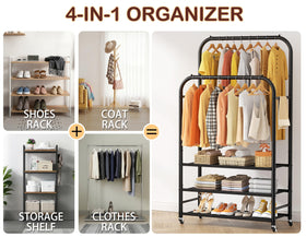 HOMIDEC heavy-duty hanging bars support heavy garments without bending.