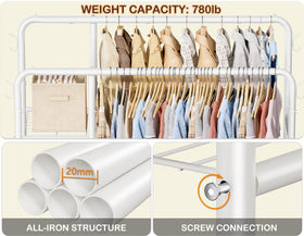 HOMIDEC heavy-duty metal frame supports large wardrobe loads