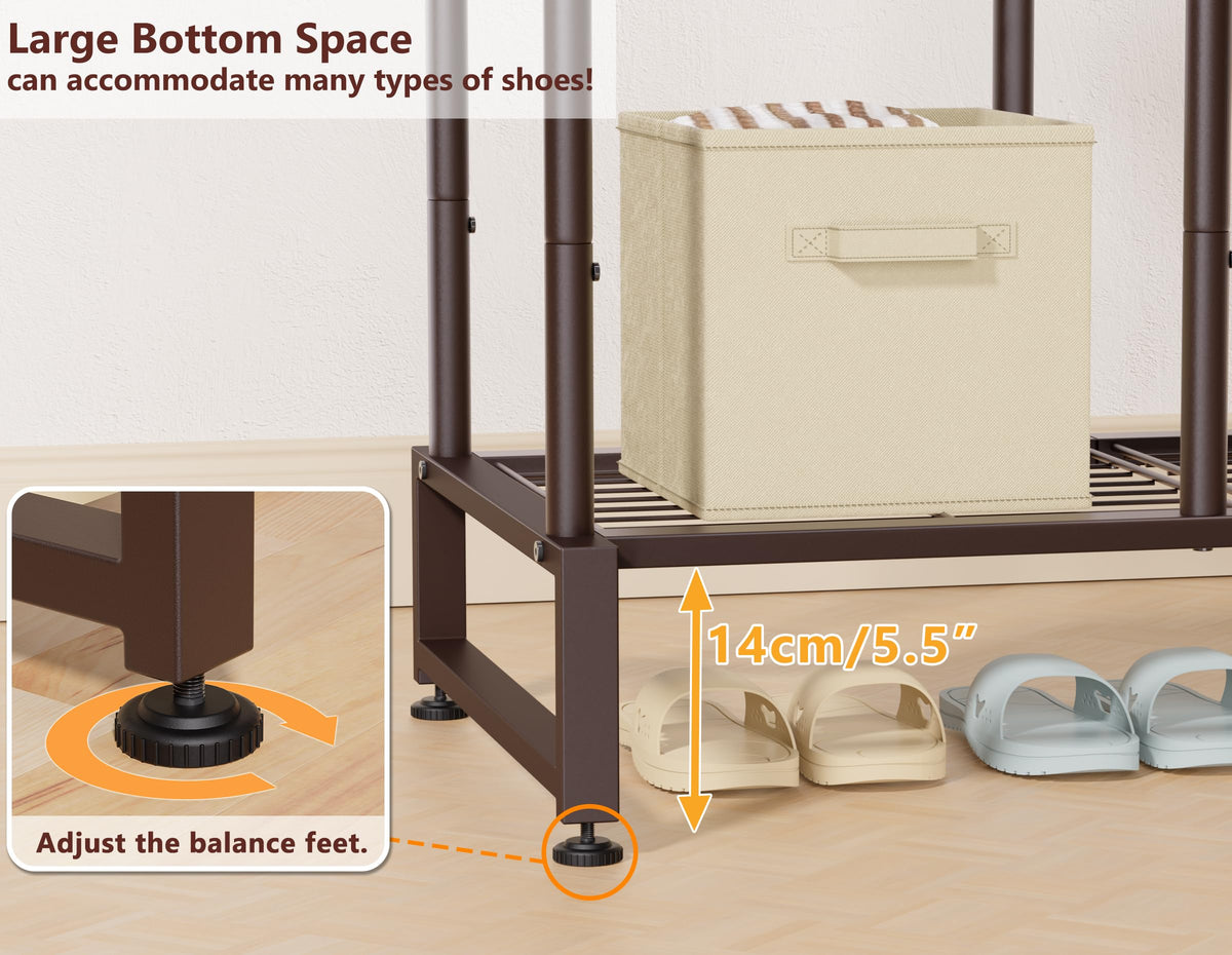 HOMIDEC Mesh shelves provide ventilated storage for garments and shoes.
