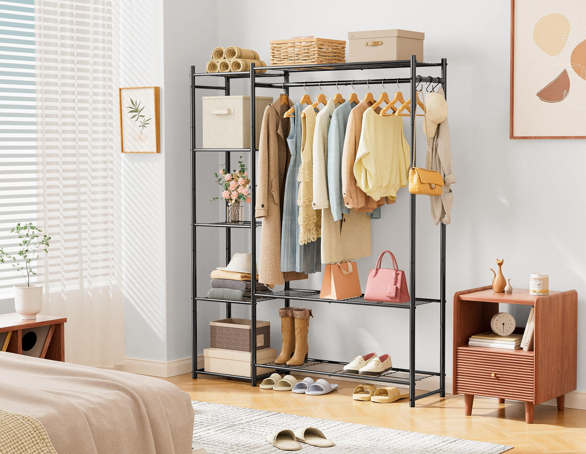HOMIDEC Portable Clothes Rack with hanging rod ideal for wrinkle-prone garments
