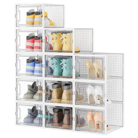 HOMIDEC shoe storage box stacked neatly in closet for organized footwear