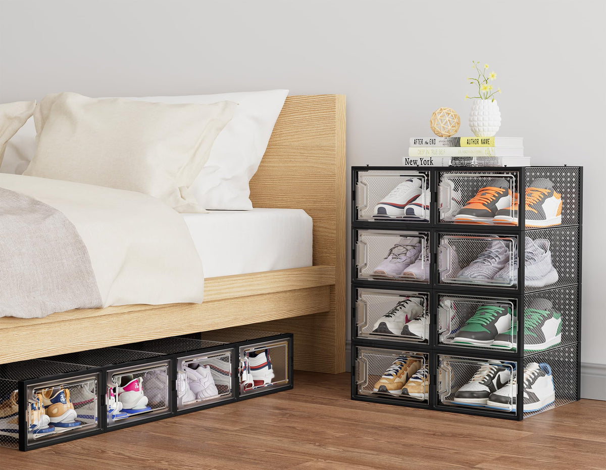 HOMIDEC transparent boxes simplify inventory with easy visual checks.