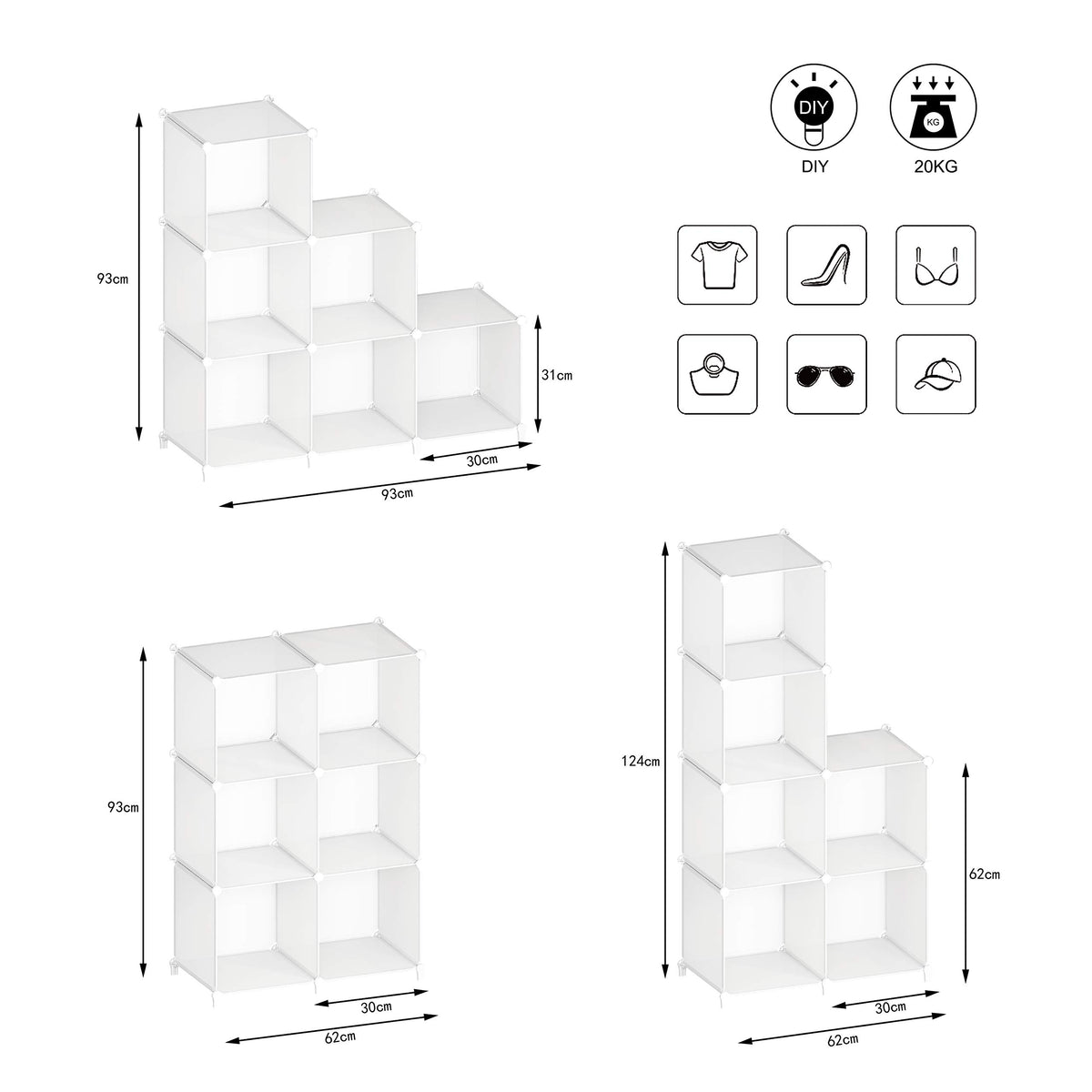 HOMIDEC compact 6-cube unit saves space in small rooms