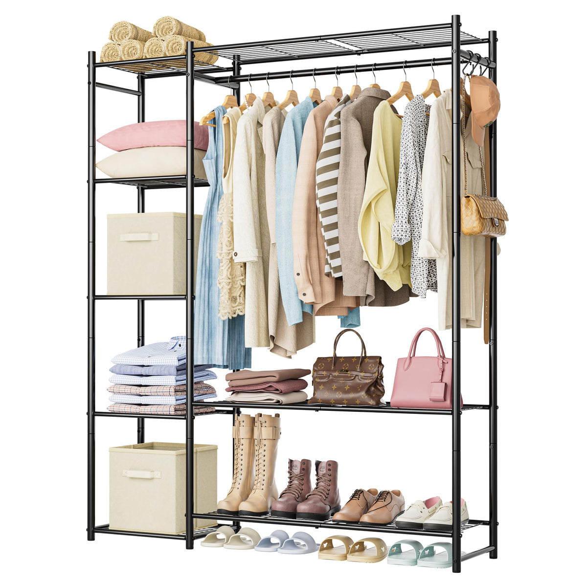 HOMIDEC Wardrobe Closet four-tier front view for organized storage