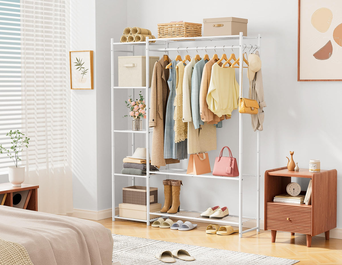 HOMIDEC Wardrobe Closet with hanging rods for wrinkle-prone garments and easy access