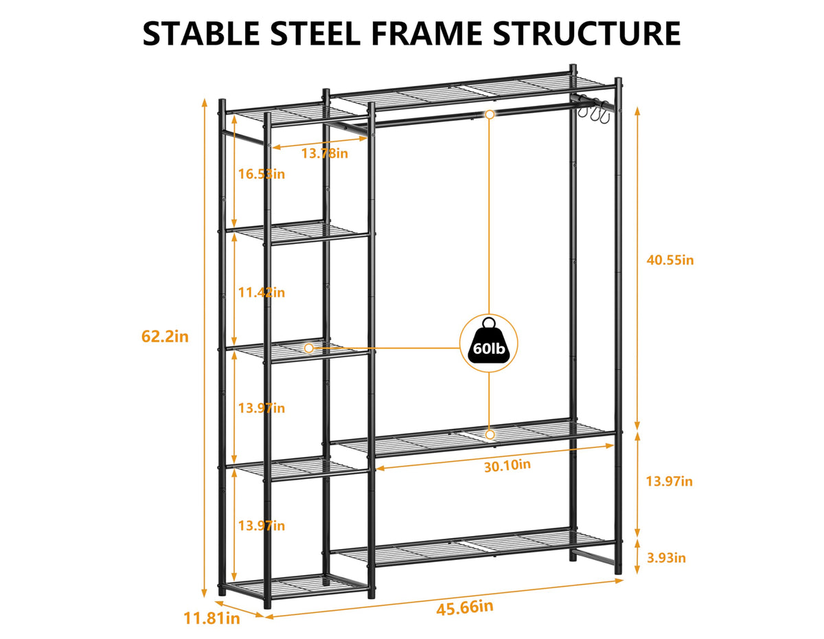 HOMIDEC Wardrobe Closet open storage design provides quick visibility and access