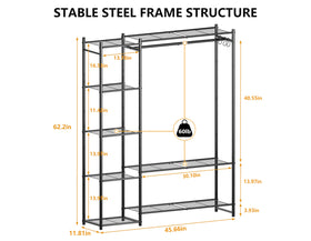HOMIDEC Wardrobe Closet open storage design provides quick visibility and access